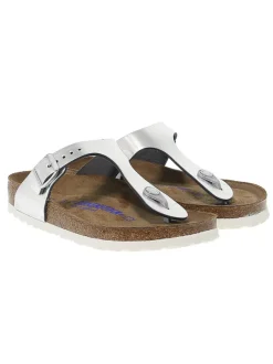 Birkenstock Flat Sandals Gizeh In Silver Leather^Women Flat Sandals