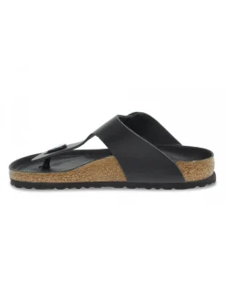 Birkenstock Flat Sandals Gizeh Big Buckle In Black Leather^Women Flat Sandals