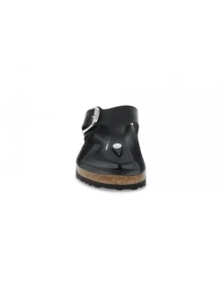 Birkenstock Flat Sandals Gizeh Big Buckle In Black Leather^Women Flat Sandals