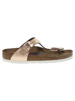 Birkenstock Flat Sandals Gizeh Soft Footbed In Platinum Leather^Women Flat Sandals