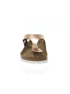 Birkenstock Flat Sandals Gizeh Soft Footbed In Platinum Leather^Women Flat Sandals
