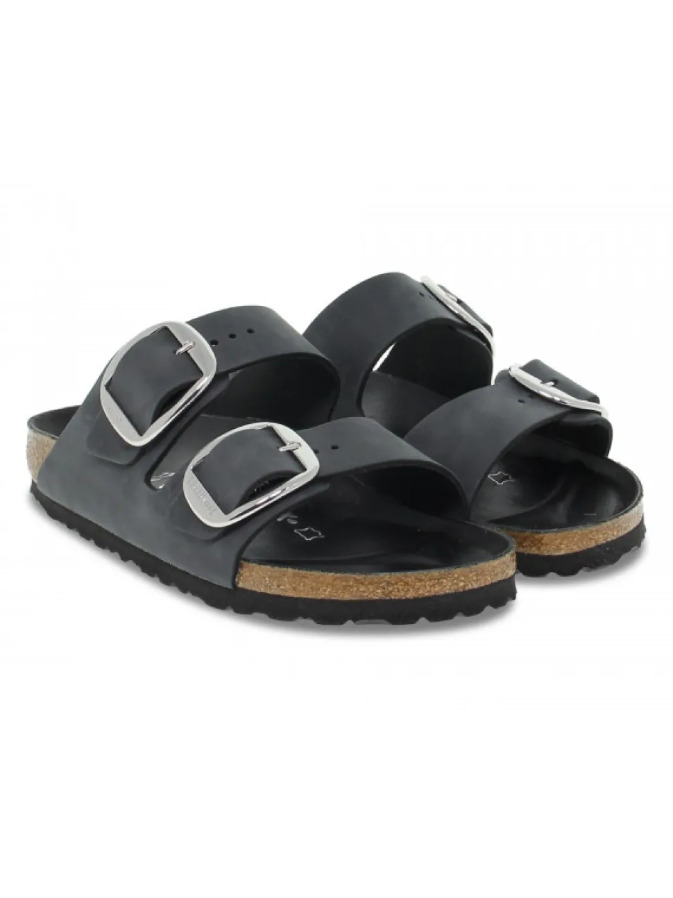 Birkenstock Flat Sandals Arizona Big Buckle In Black Leather^Women Flat Sandals