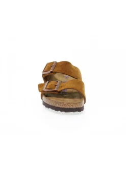 Birkenstock Flat Sandals Arizona Soft Footbed In Ocher Suede Leather^Women Flat Sandals