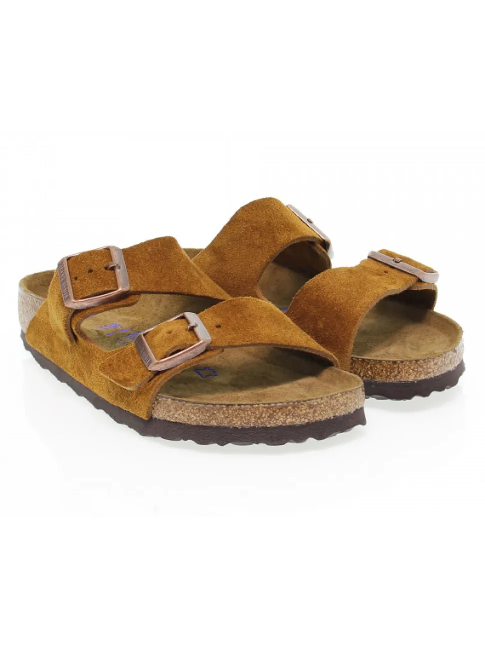 Birkenstock Flat Sandals Arizona Soft Footbed In Ocher Suede Leather^Women Flat Sandals