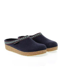 Haflinger Flat Sandals Franzl Mittelblau Wollfilz In Blue Fabric^Women Flat Sandals