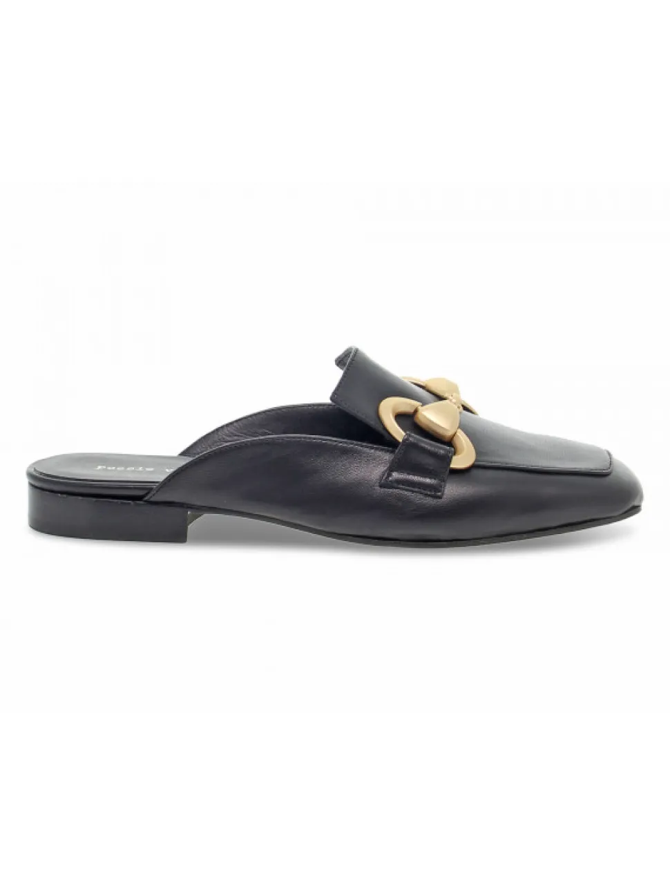 Poesie Veneziane Flat Sandals Sabot Flat Square In Black Leather^Women Flat Sandals