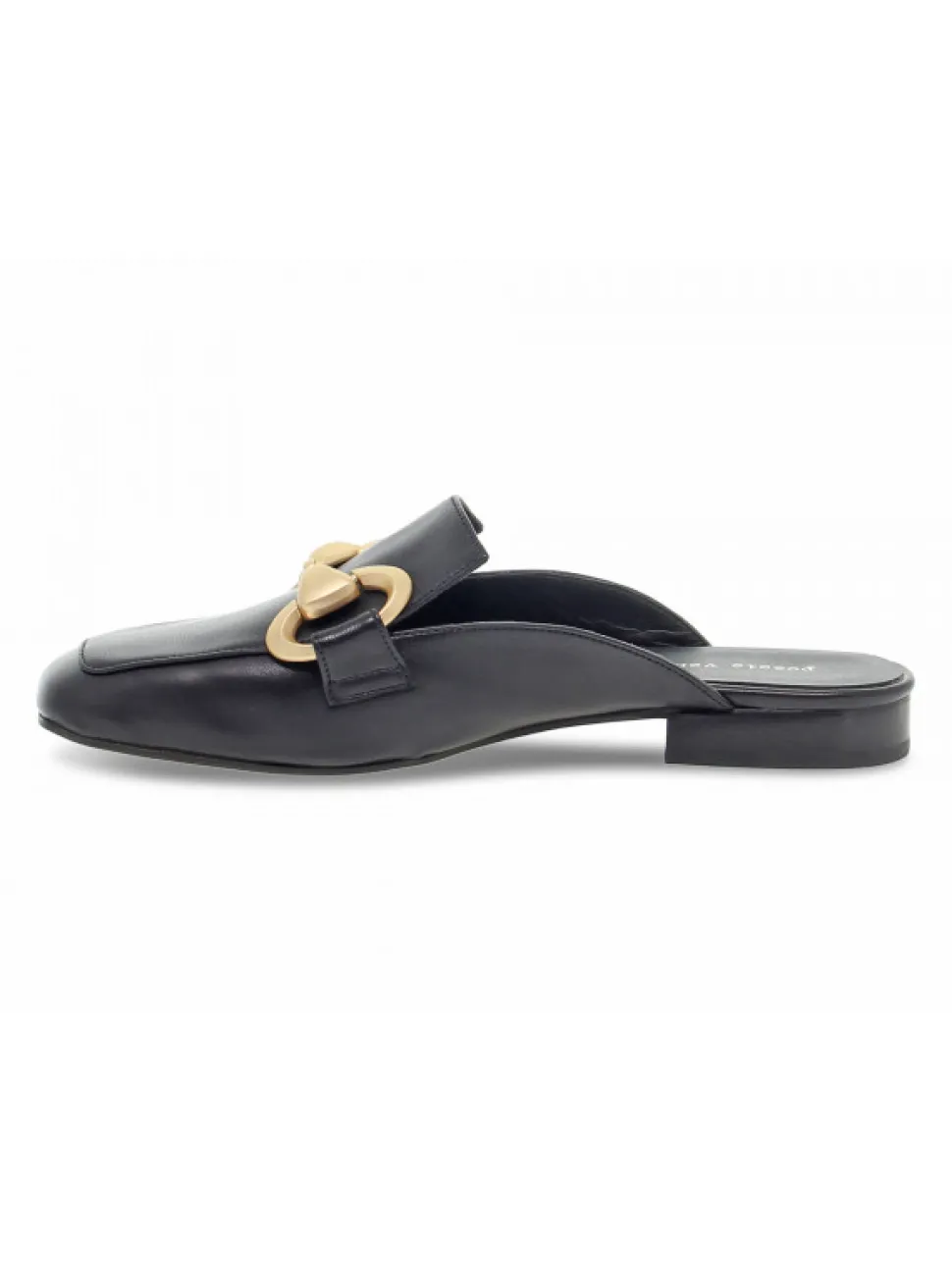Poesie Veneziane Flat Sandals Sabot Flat Square In Black Leather^Women Flat Sandals