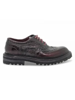 Artisti e Artigiani Flat Shoe Derby Stile Inglese In Bordeaux Leather^Women Flat Shoes