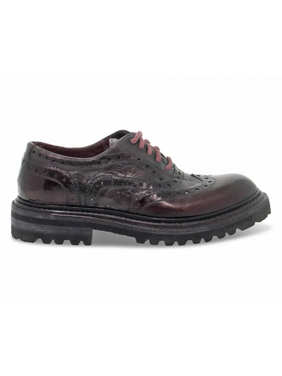 Artisti e Artigiani Flat Shoe Derby Stile Inglese In Bordeaux Leather^Women Flat Shoes