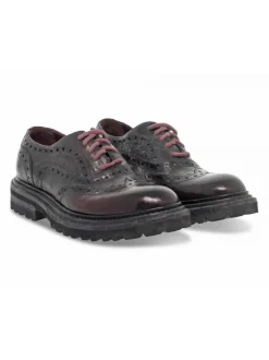Artisti e Artigiani Flat Shoe Derby Stile Inglese In Bordeaux Leather^Women Flat Shoes