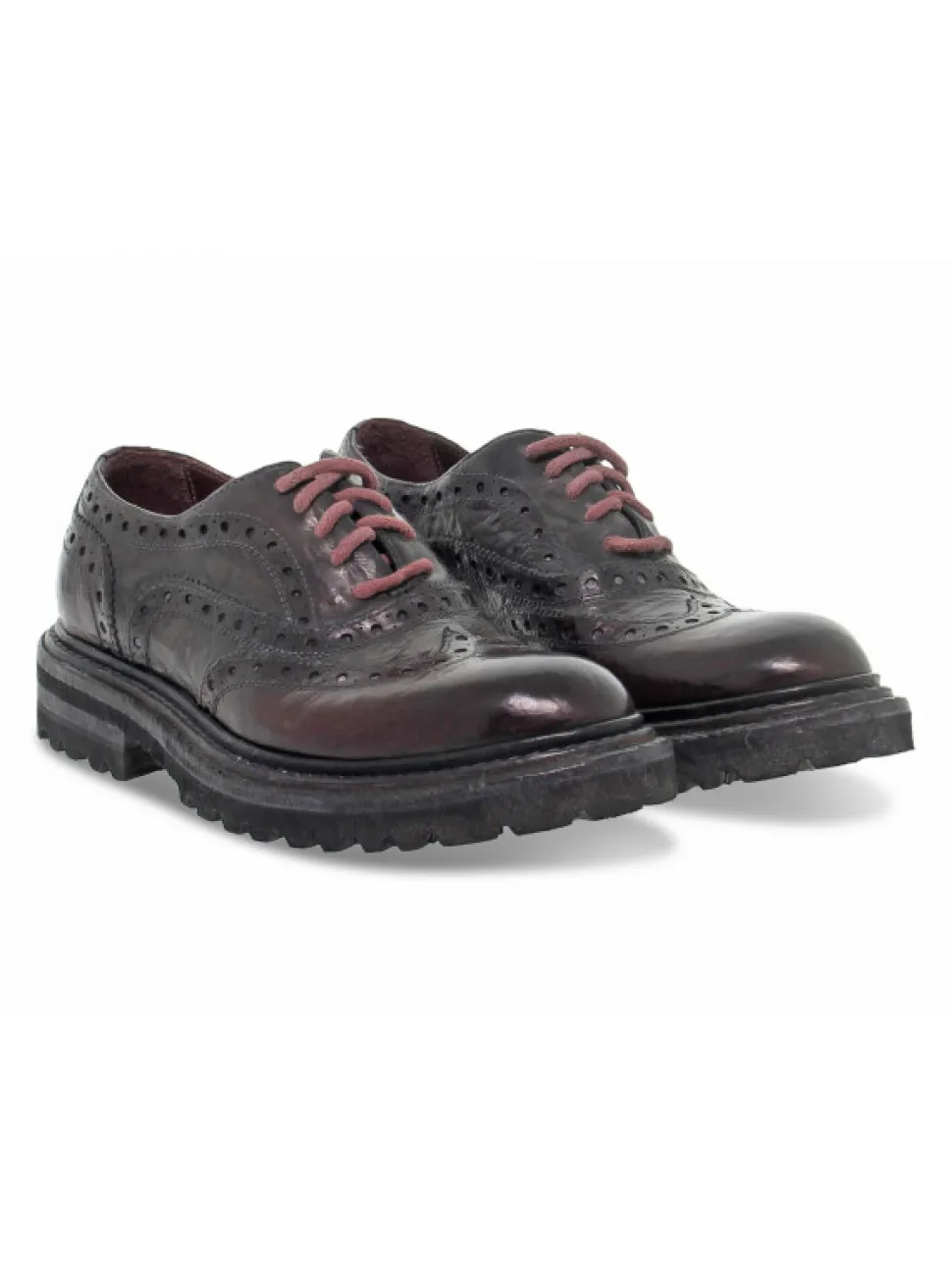 Artisti e Artigiani Flat Shoe Derby Stile Inglese In Bordeaux Leather^Women Flat Shoes
