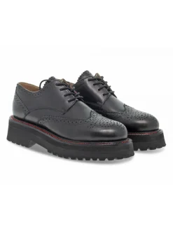 Emanuèlle Vee Flat Shoe Emanuelle Vee Derby Inglese New Crust In Black Leather^Women Flat Shoes