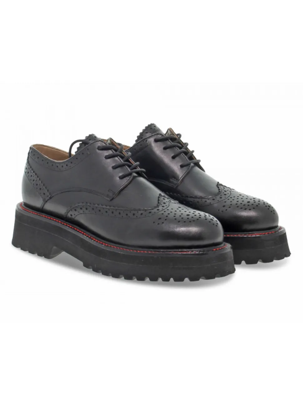 Emanuèlle Vee Flat Shoe Emanuelle Vee Derby Inglese New Crust In Black Leather^Women Flat Shoes