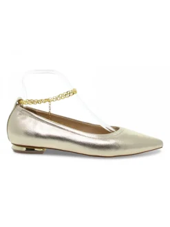 Emanuèlle Vee Flat Shoe Emanuelle Vee Gucci Flat In Platinum Laminate^Women Flat Shoes