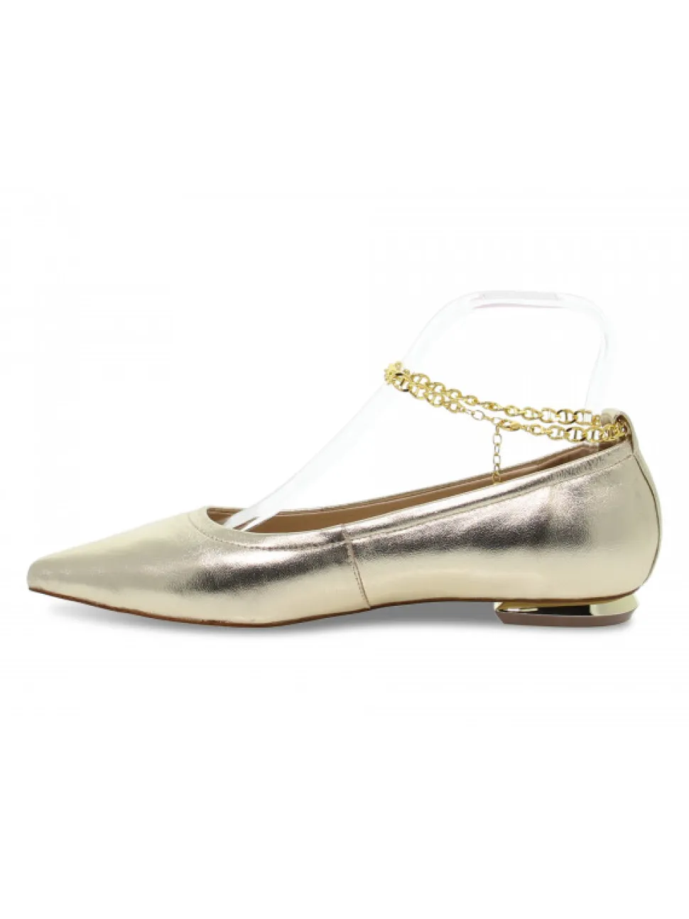Emanuèlle Vee Flat Shoe Emanuelle Vee Gucci Flat In Platinum Laminate^Women Flat Shoes