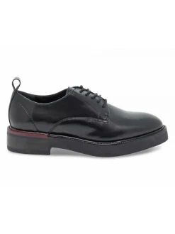 Emanuèlle Vee Flat Shoe Emanuelle Vee Scarpa Allacciata In Black Leather^Women Flat Shoes