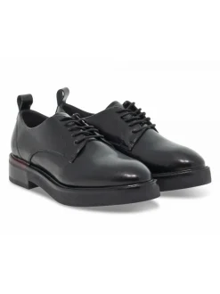 Emanuèlle Vee Flat Shoe Emanuelle Vee Scarpa Allacciata In Black Leather^Women Flat Shoes