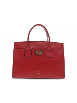 Cuoieria Fiorentina Handbag Bella Large Tote Bag Con Accessorio Metallo In Ruby Saffiano^Women Handbags