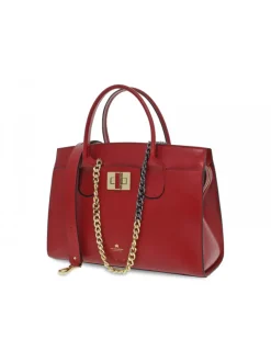 Cuoieria Fiorentina Handbag Bella Large Tote Bag Con Accessorio Metallo In Ruby Saffiano^Women Handbags