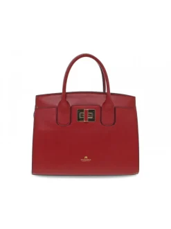 Cuoieria Fiorentina Handbag Bella Medium Tote Bag Con Accessorio Metallo In Ruby Saffiano^Women Handbags