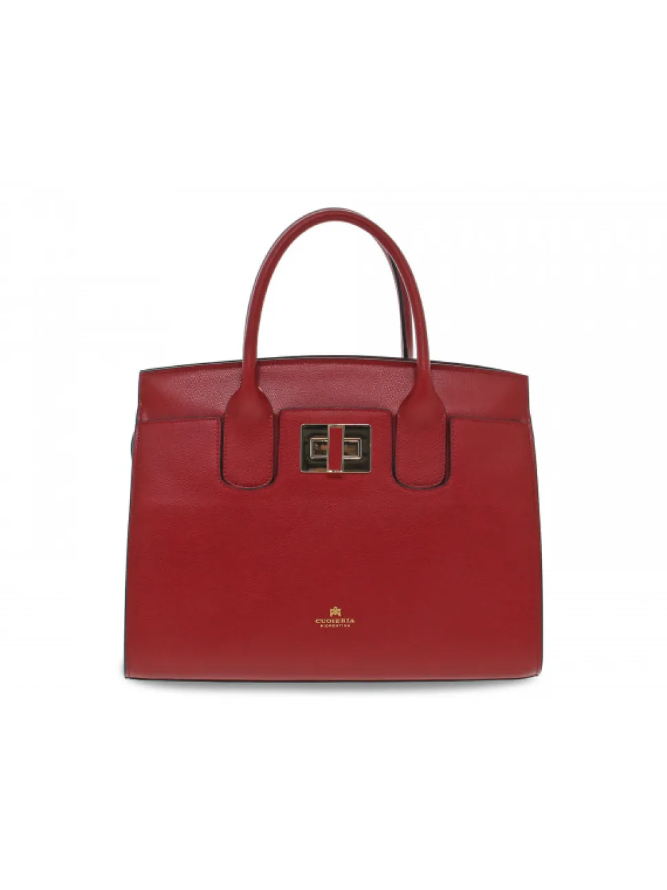 Cuoieria Fiorentina Handbag Bella Medium Tote Bag Con Accessorio Metallo In Ruby Saffiano^Women Handbags