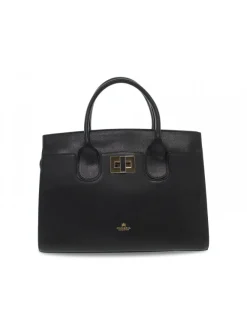 Cuoieria Fiorentina Handbag Bella Large Tote Bag Con Accessorio Metallo In Black Leather^Women Handbags