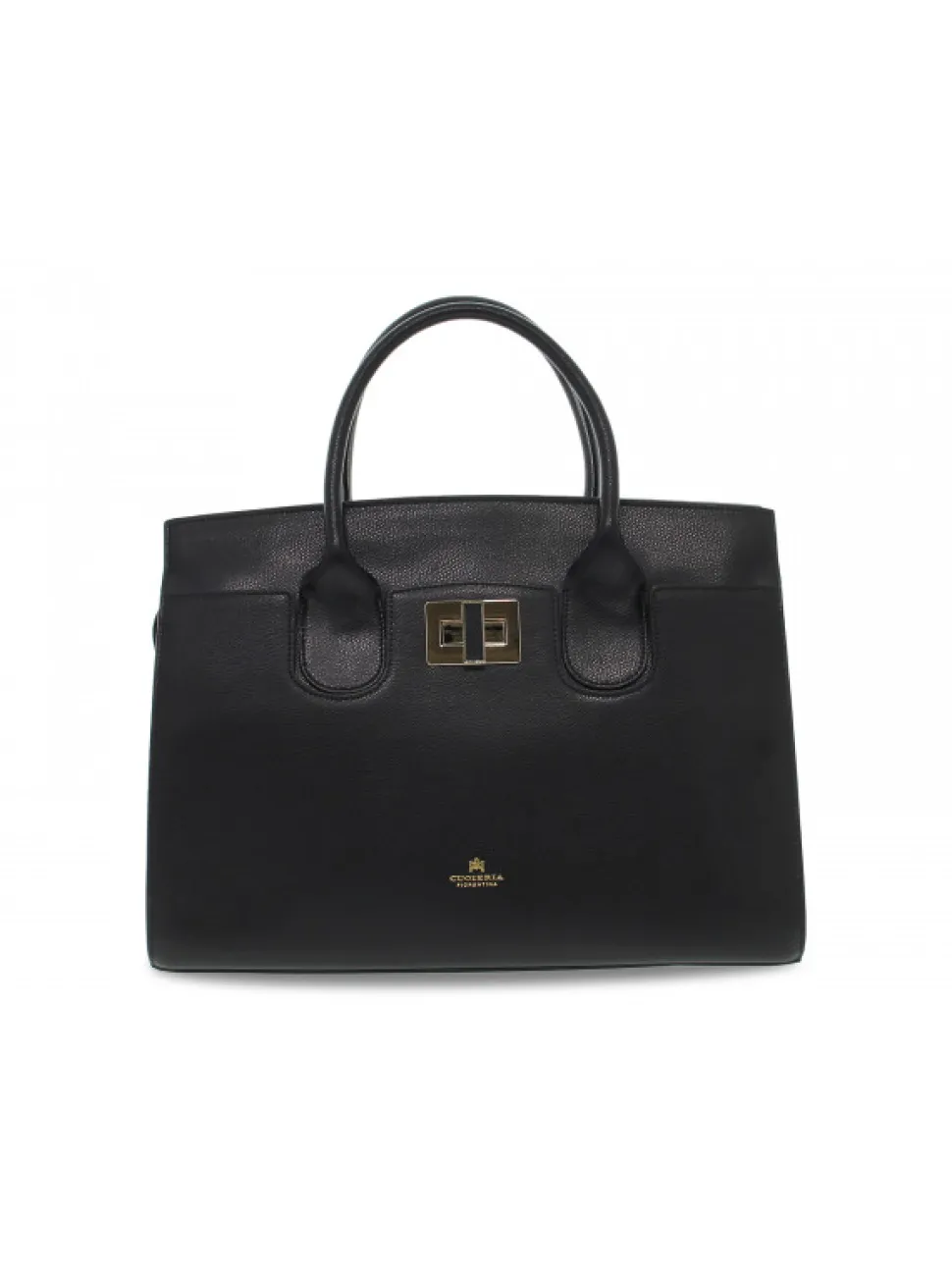 Cuoieria Fiorentina Handbag Bella Large Tote Bag Con Accessorio Metallo In Black Leather^Women Handbags