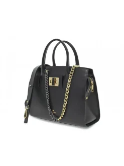 Cuoieria Fiorentina Handbag Bella Medium Tote Bag Con Accessorio Metallo In Black Saffiano^Women Handbags