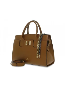 Cuoieria Fiorentina Handbag Bella Large Tote Bag Con Accessorio Metallo In Leather Leather^Women Handbags