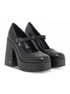 Windsor Smith Heel Kisses Black Sophia In Black Leather^Women Heels