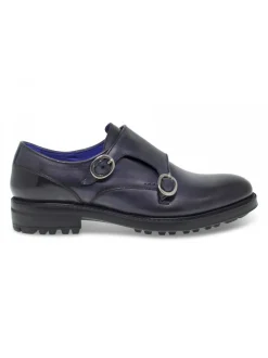 Brecos Laceless In Blue Leather^Men Laceless