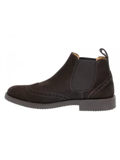 Antica Cuoieria Low Boot Stile Inglese In Brown Suede Leather^Men Low Boots