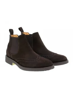 Antica Cuoieria Low Boot Stile Inglese In Brown Suede Leather^Men Low Boots