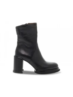 A.S.98 Low Boot Leg Plato' In Black Leather^Women Low Boots