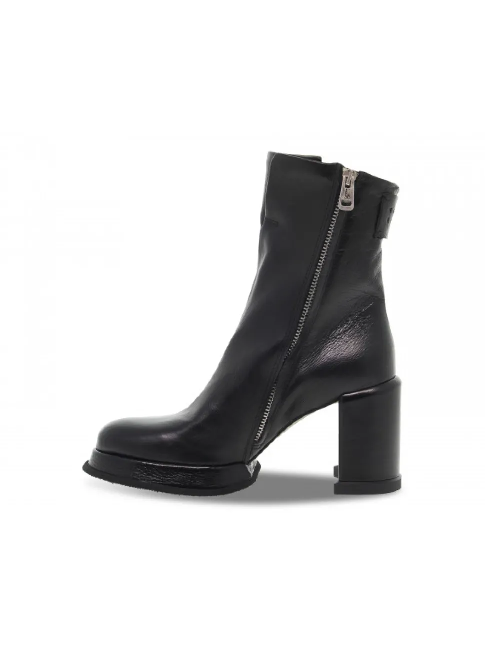 A.S.98 Low Boot Leg Plato' In Black Leather^Women Low Boots