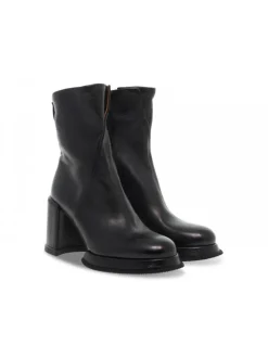 A.S.98 Low Boot Leg Plato' In Black Leather^Women Low Boots