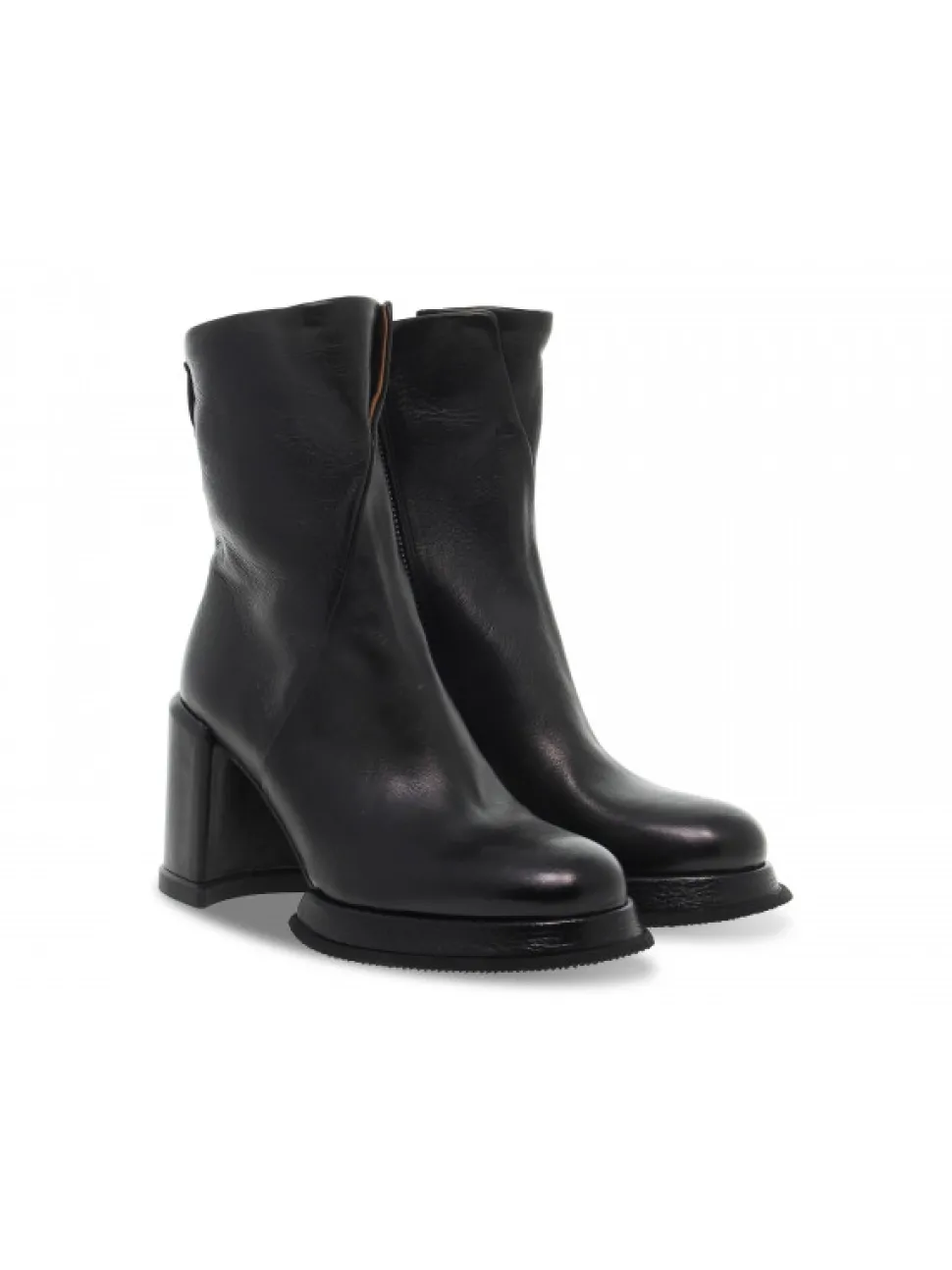A.S.98 Low Boot Leg Plato' In Black Leather^Women Low Boots