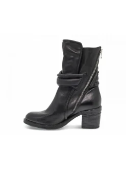 A.S.98 Low Boot Rock In Black Leather^Women Low Boots