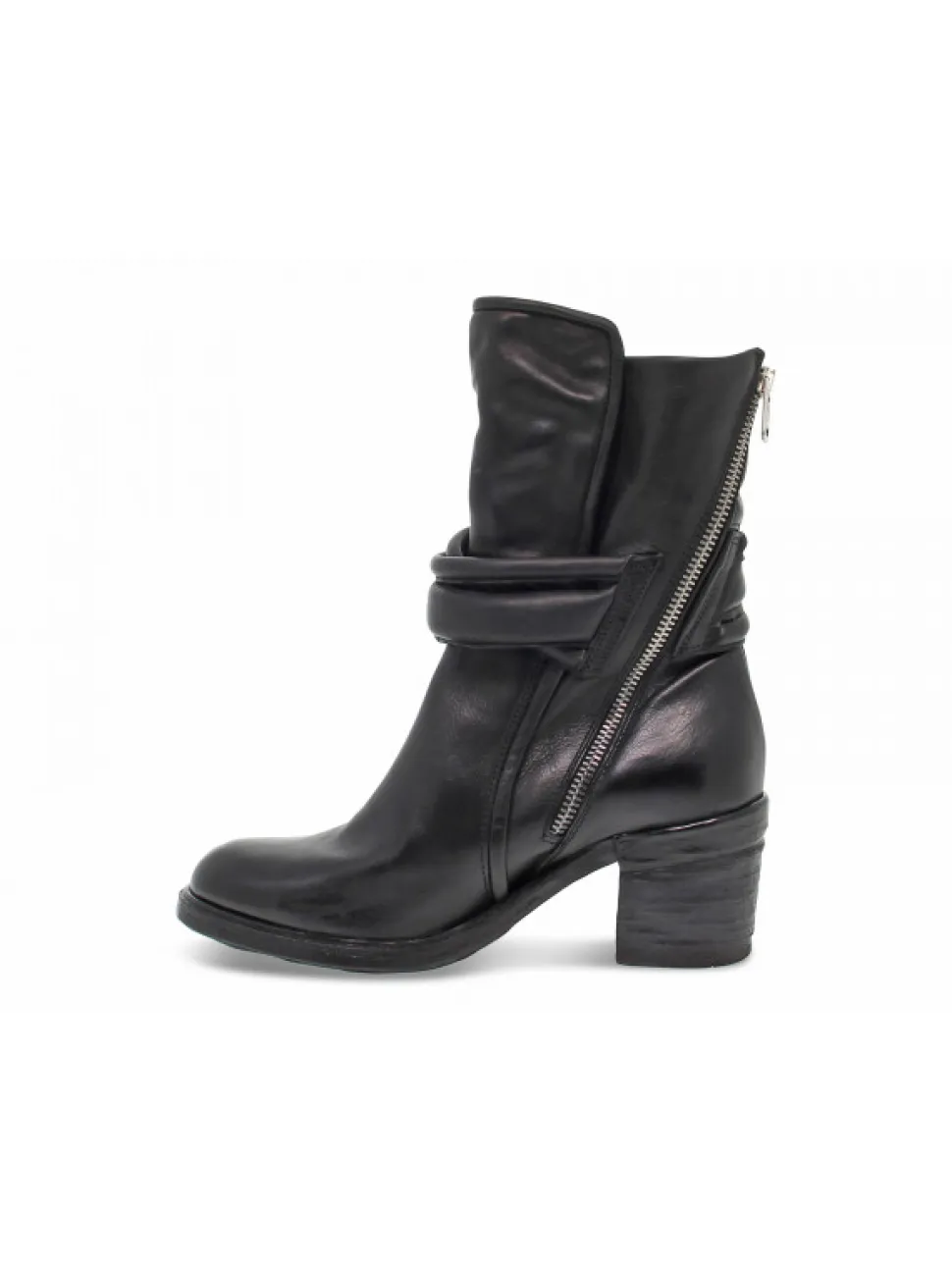 A.S.98 Low Boot Rock In Black Leather^Women Low Boots