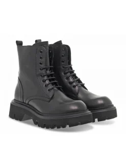 Poesie Veneziane Low Boot Anfibio Stile Inglese In Black Leather^Women Low Boots