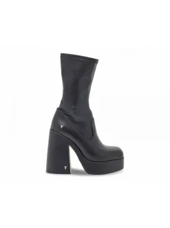 Windsor Smith Low Boot Hidden Black Stretch Up In Black Faux Leather^Women Low Boots