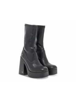 Windsor Smith Low Boot Hidden Black Stretch Up In Black Faux Leather^Women Low Boots