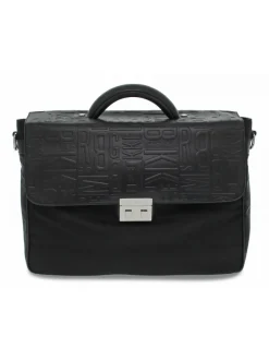 Bikkembergs Purse Brief Case In Black Leather^Men Bags