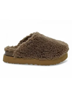 UGG Australia Sandal Fuzz Sugar Slide Hickory In Brown Suede Leather^Women Sandals