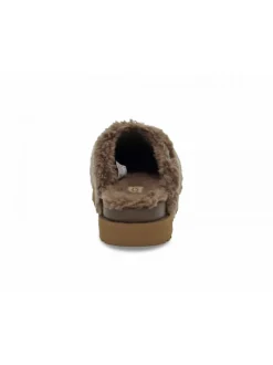 UGG Australia Sandal Fuzz Sugar Slide Hickory In Brown Suede Leather^Women Sandals