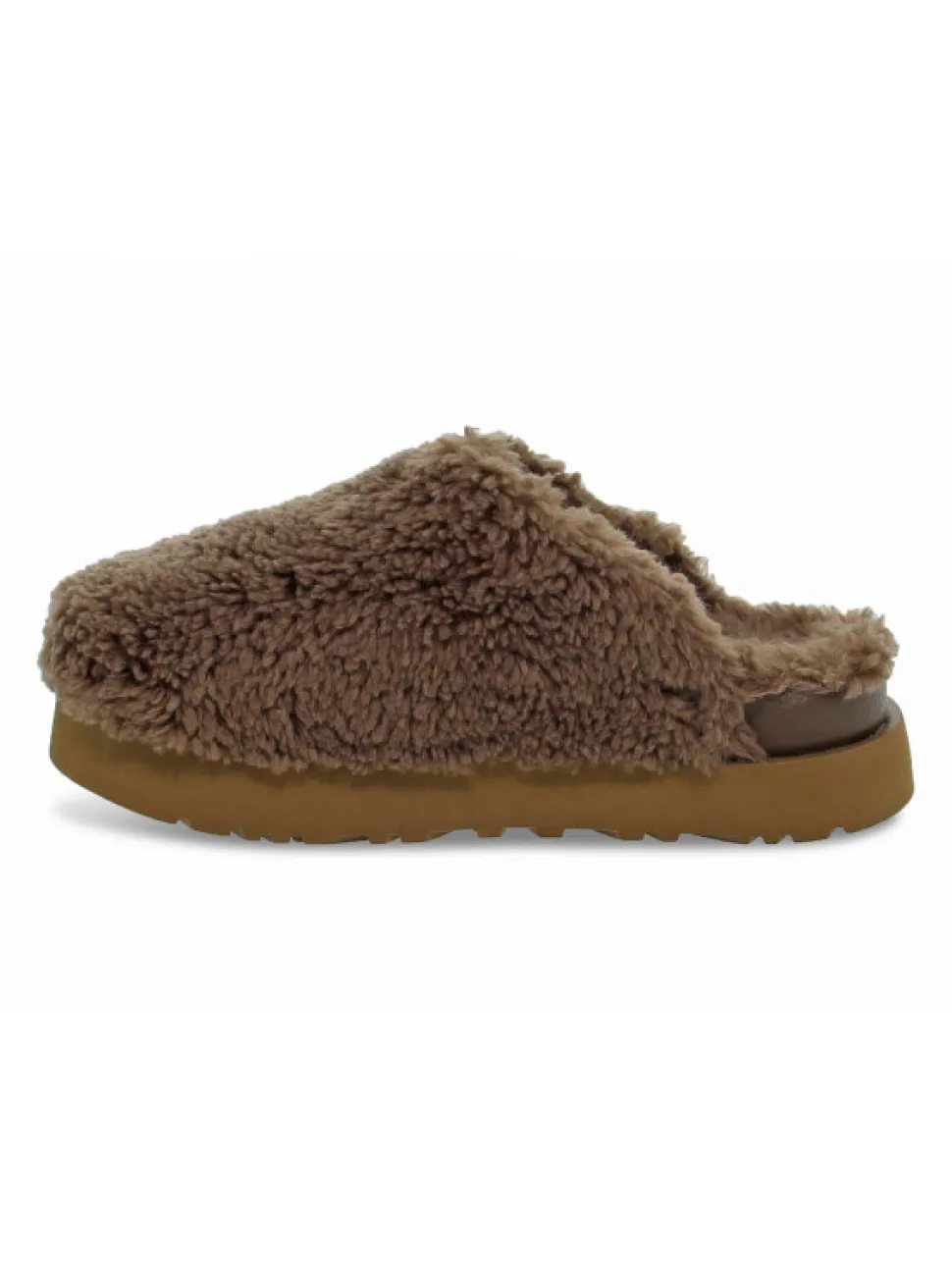 UGG Australia Sandal Fuzz Sugar Slide Hickory In Brown Suede Leather^Women Sandals