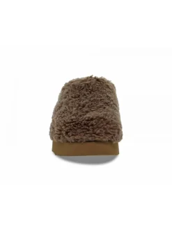 UGG Australia Sandal Fuzz Sugar Slide Hickory In Brown Suede Leather^Women Sandals