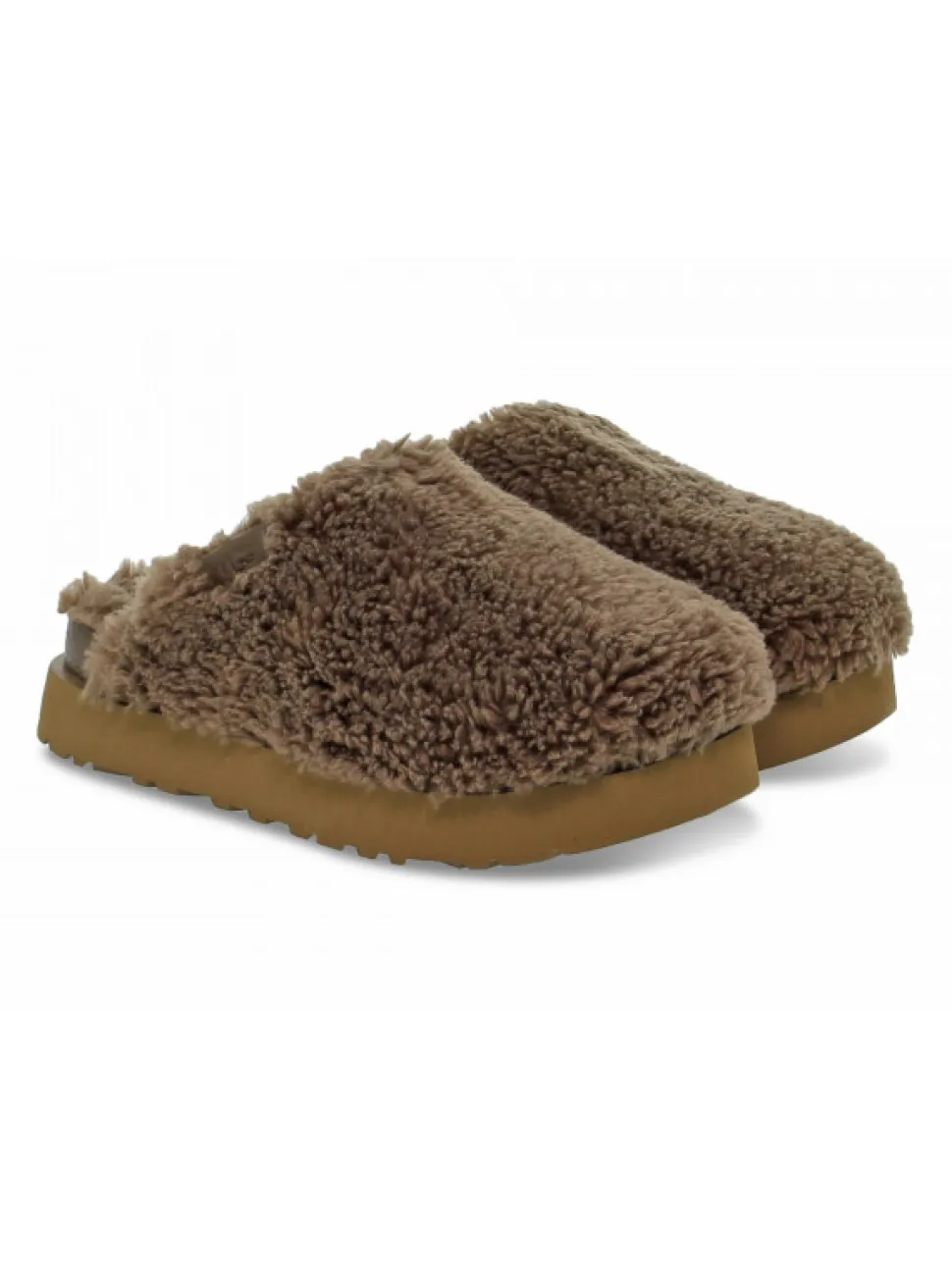 UGG Australia Sandal Fuzz Sugar Slide Hickory In Brown Suede Leather^Women Sandals