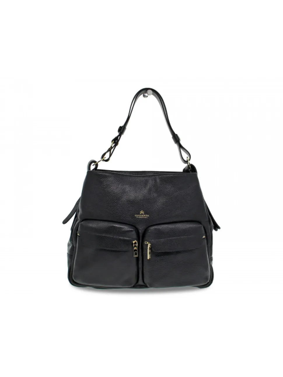 Cuoieria Fiorentina Shoulder Bag Velvet Borsa A Sacca Grande Con Tracolla Estensibile In Black Leather^Women Shoulder Bags