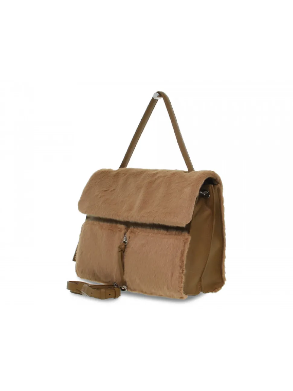 Rebelle Shoulder Bag Clio Satchel L Softly Fur In Camel Hair^Women Shoulder Bags